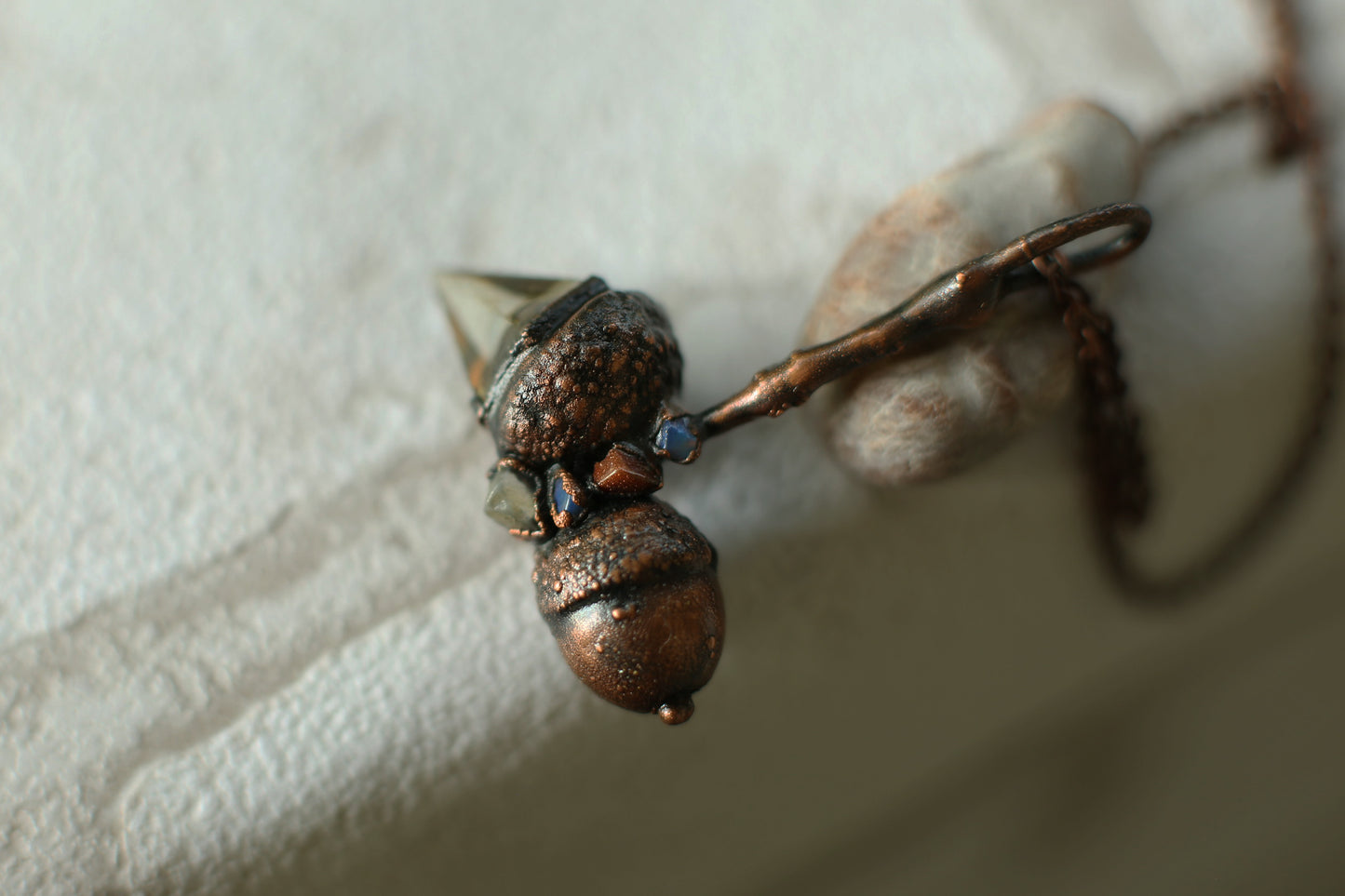 Real Acorn necklace with crystals