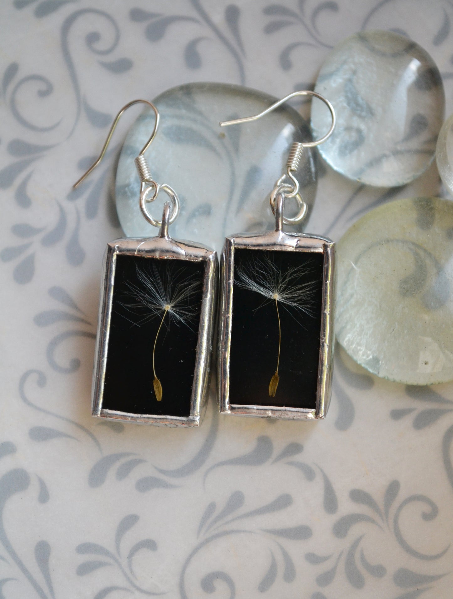 Dandelion necklace and earrings jewelry set