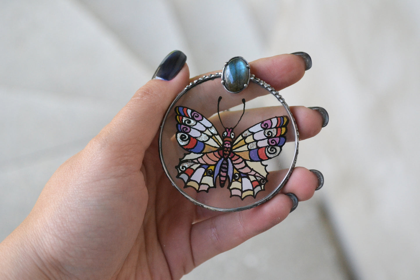 Butterfly necklace, Raw crystal necklace