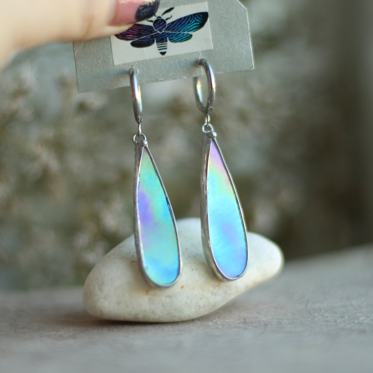 Sky blue glass earrings