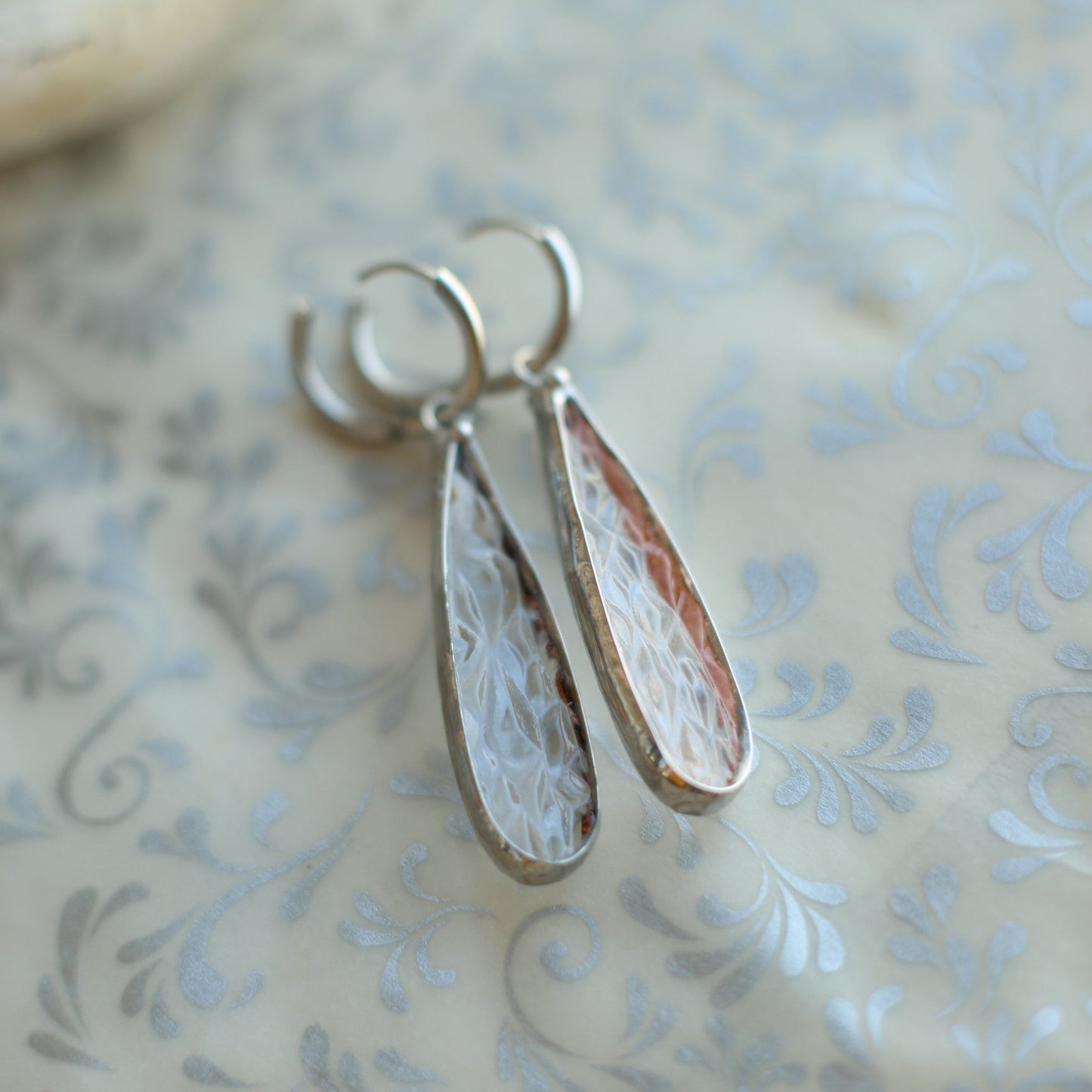 Teardrop clear glass earrings, Suncatcher earrings