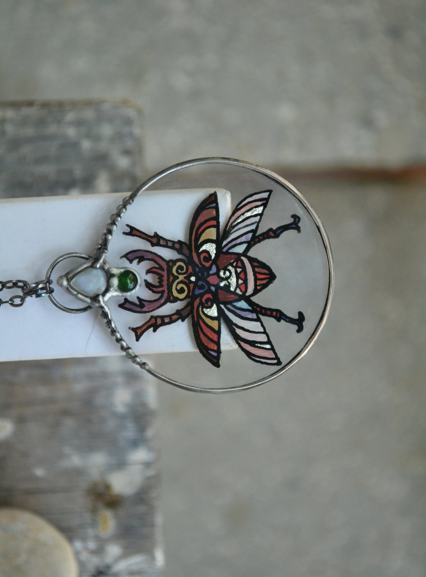 Large Beetle necklace with crystals