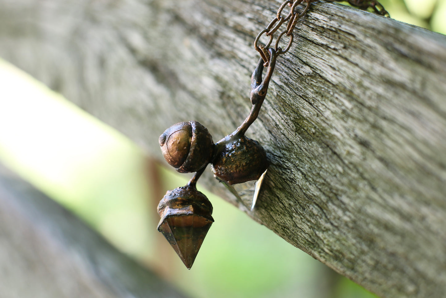 Oak twig necklace with crystals