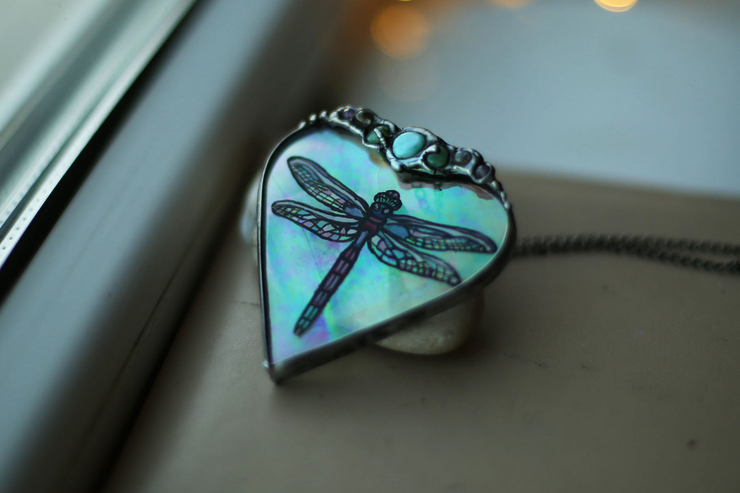 Dragonfly necklace with crystals