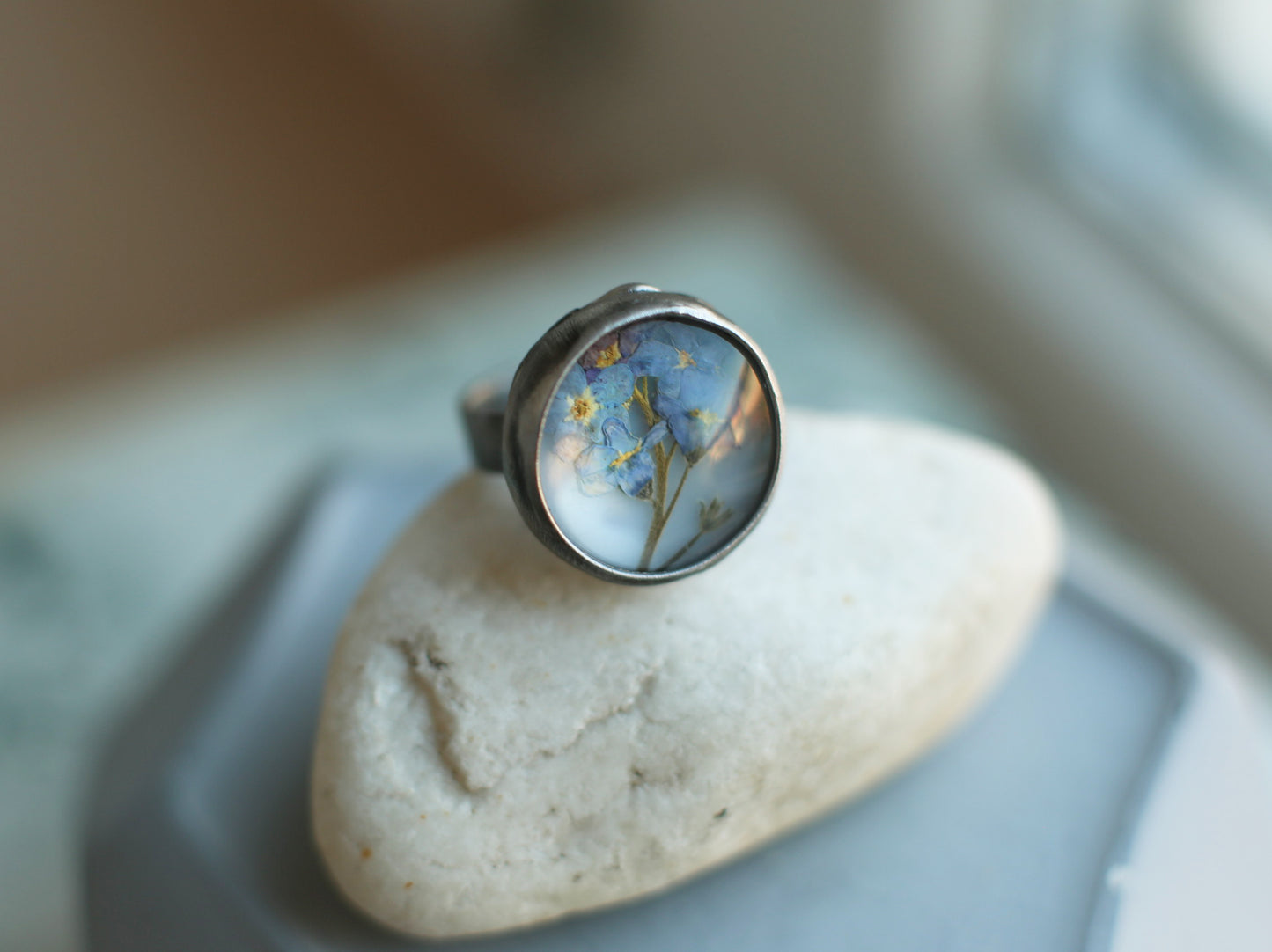 Foget me not ring, Statement ring, Adjustable ring