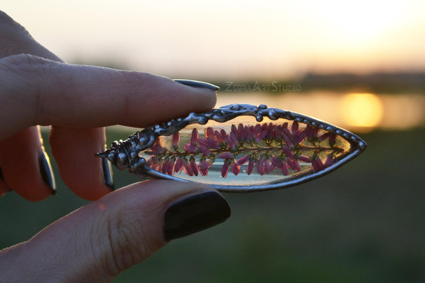 Iridescent Heather necklace, Heather jewelry