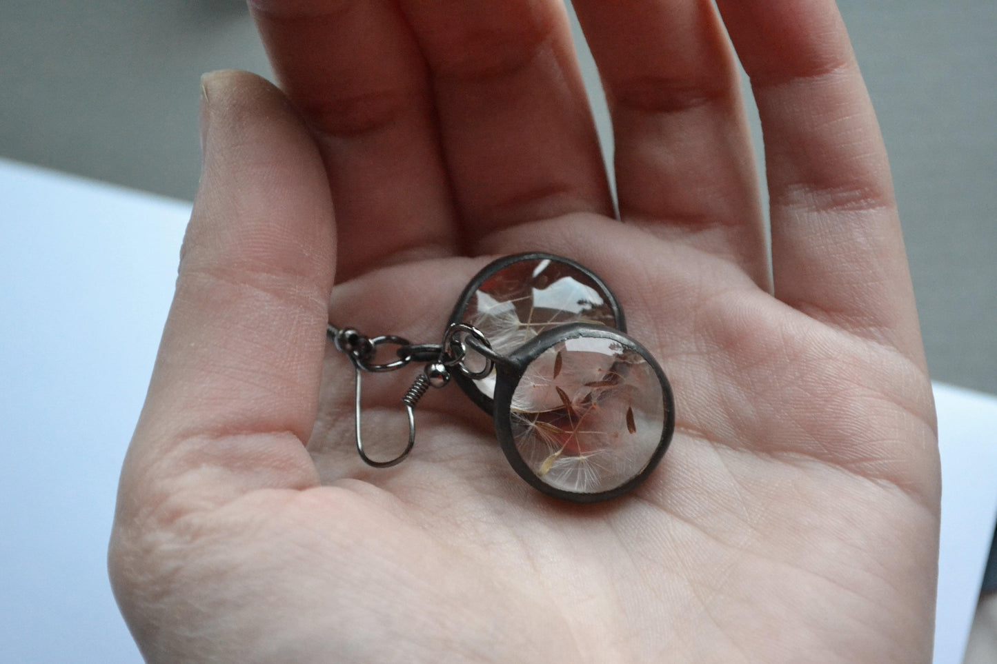 Dandelion earrings, Wish earrings