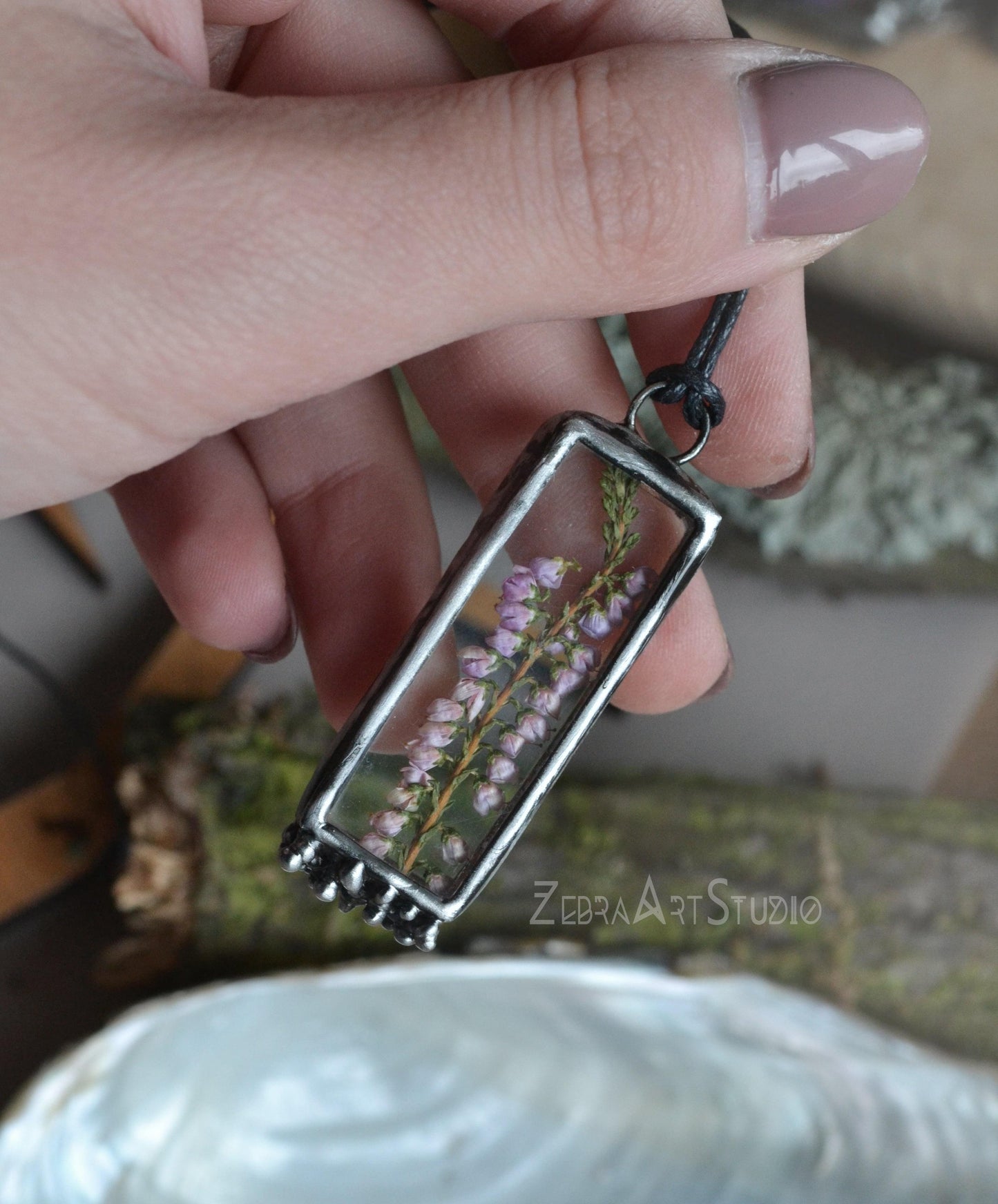 Heather flower necklace