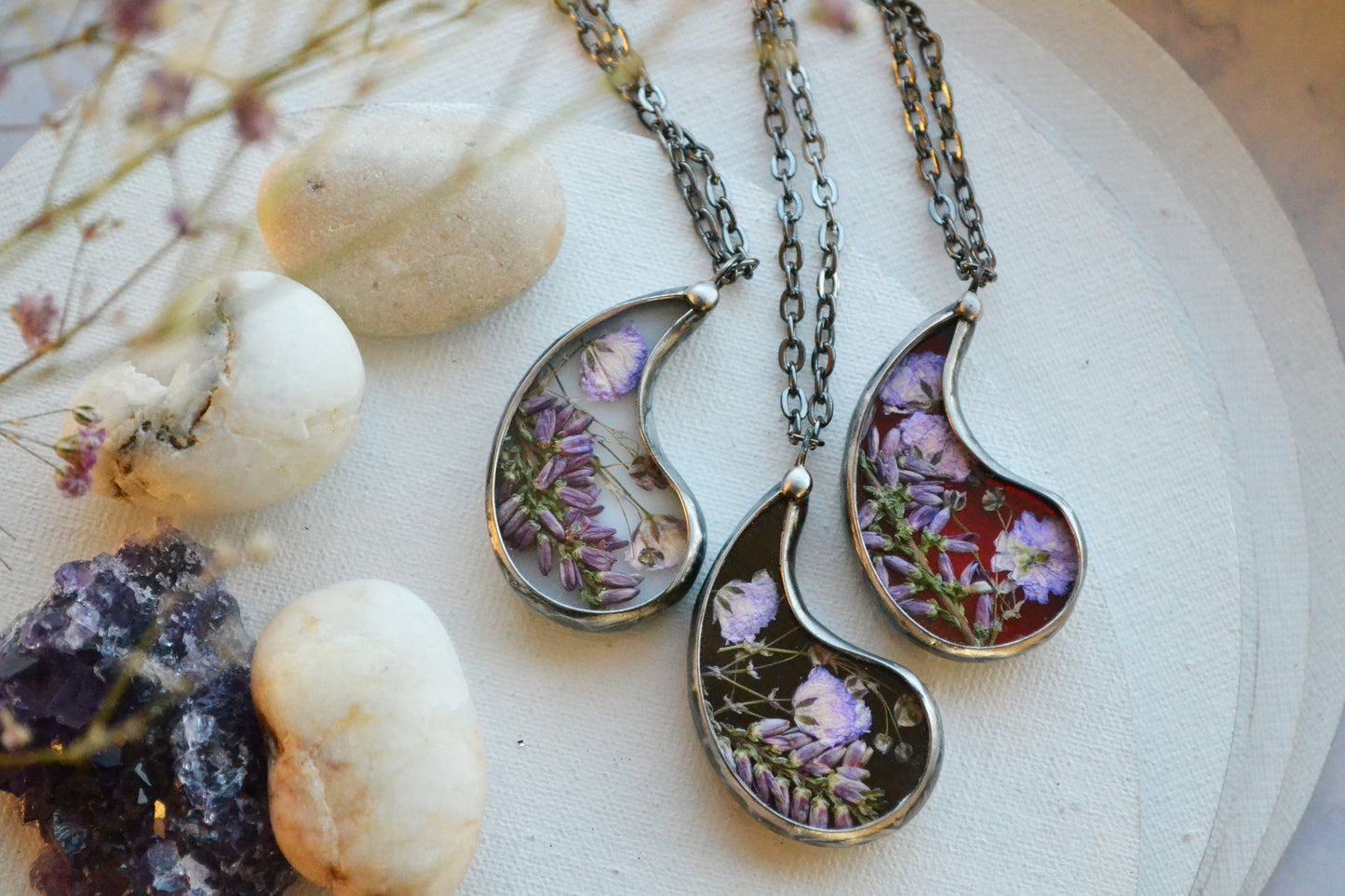 Set of 3 pendants, Yin Yang best friend necklace
