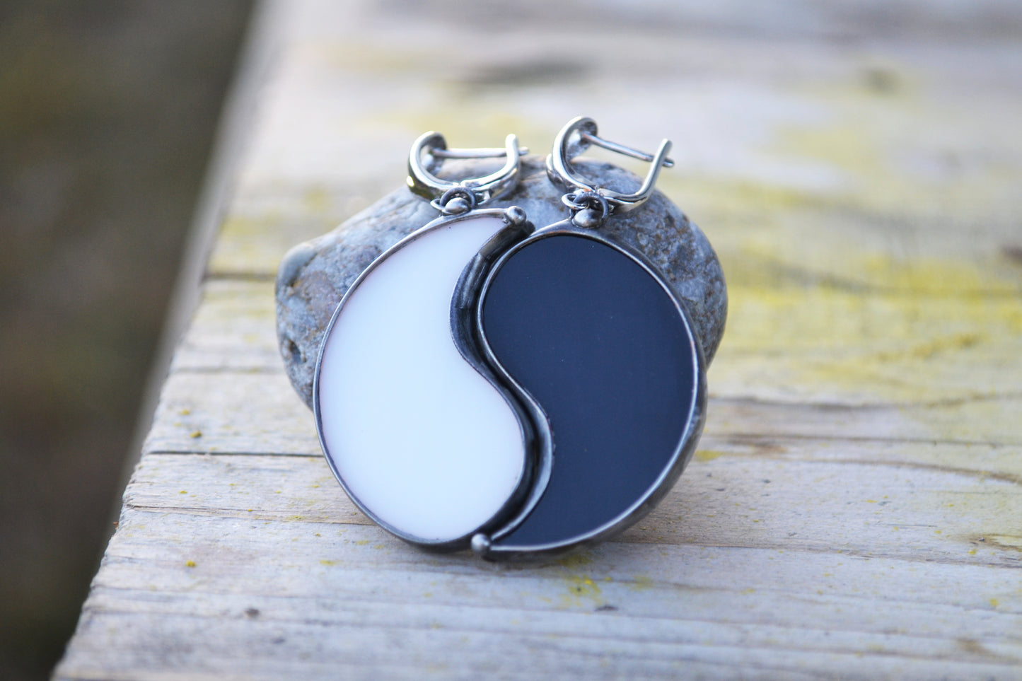 Yin yang earrings, Black and White Earrings