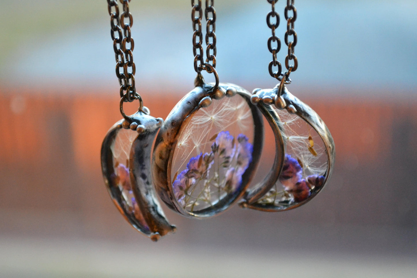 Moon phases jewelry set, Set of 3 necklaces