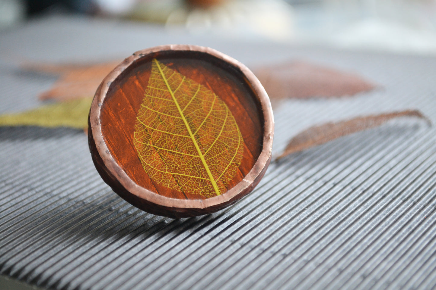 Large leaf ring, Statement rings, Adjustable ring