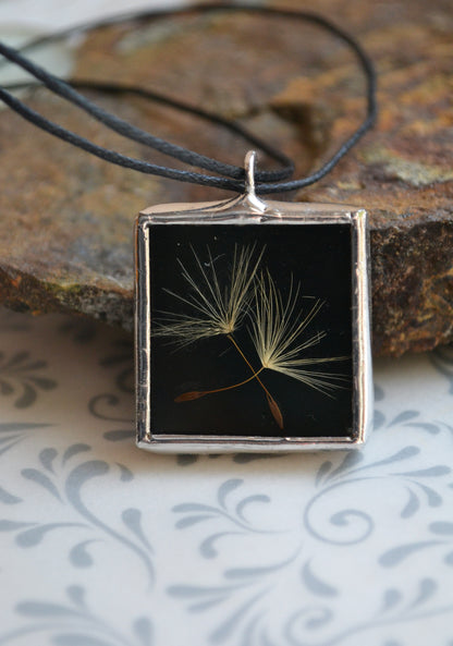 Dandelion necklace and earrings jewelry set