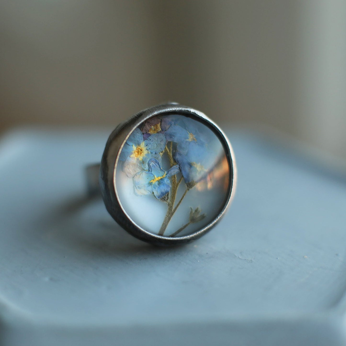 Foget me not ring, Statement ring, Adjustable ring