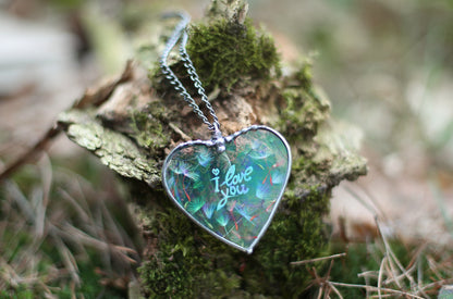 Dandelion Wish necklace, Handmade Heart Necklace