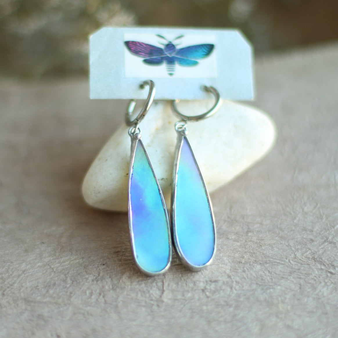 Sky blue glass earrings