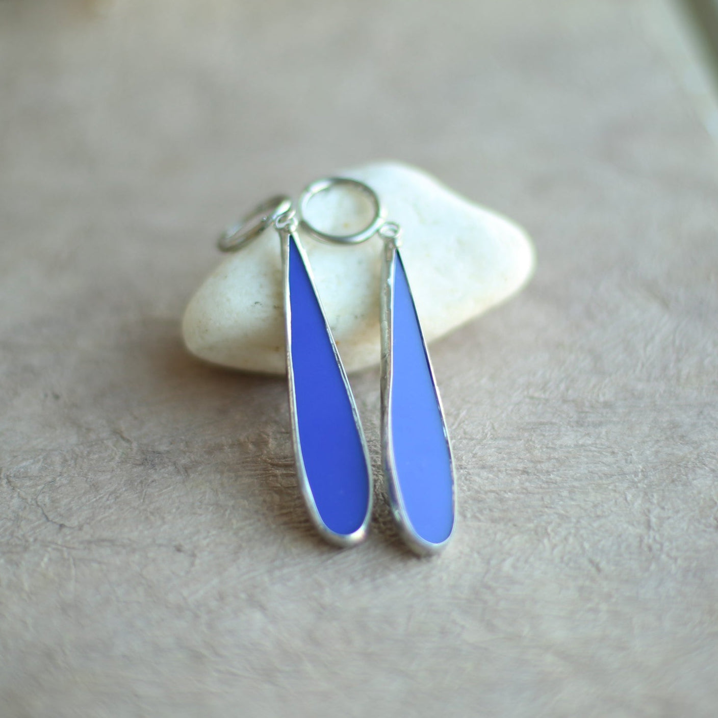 Royal blue teardrop glass earrings