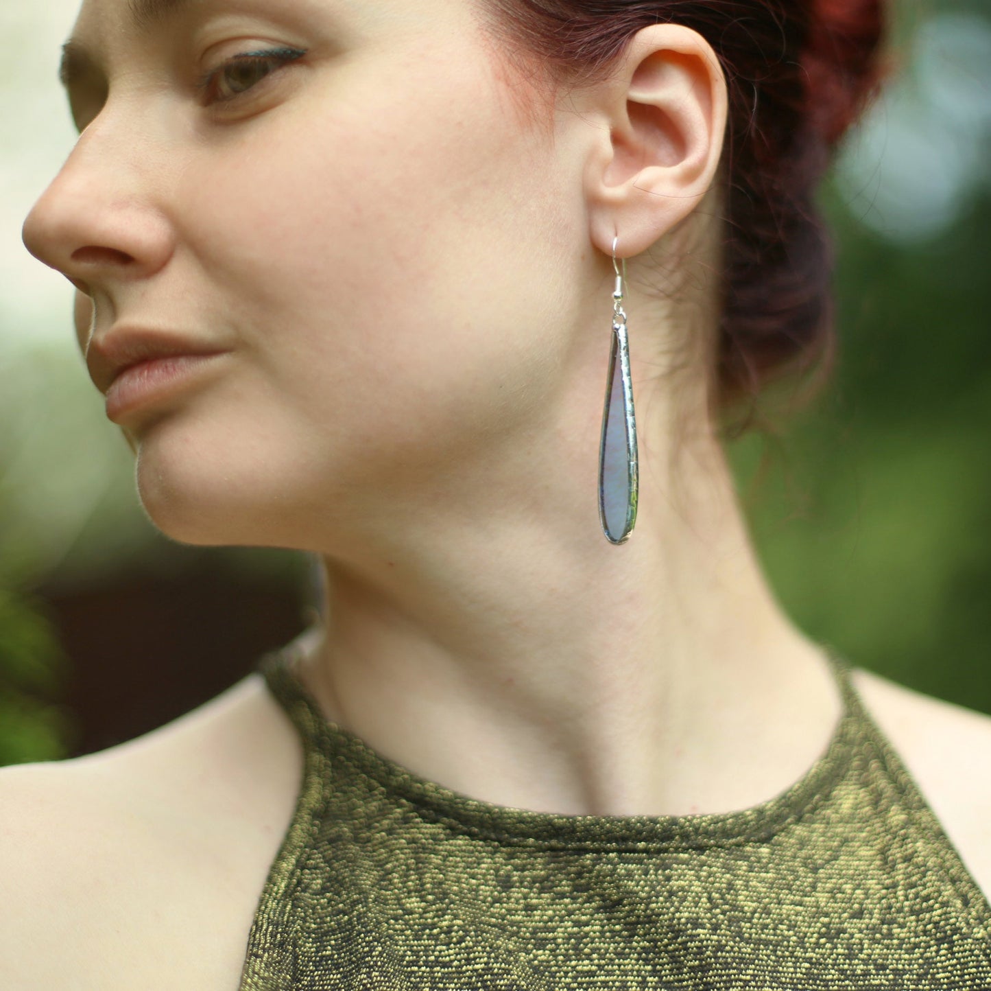 Teardrop Blue glass earrings, Ocean blue earrings