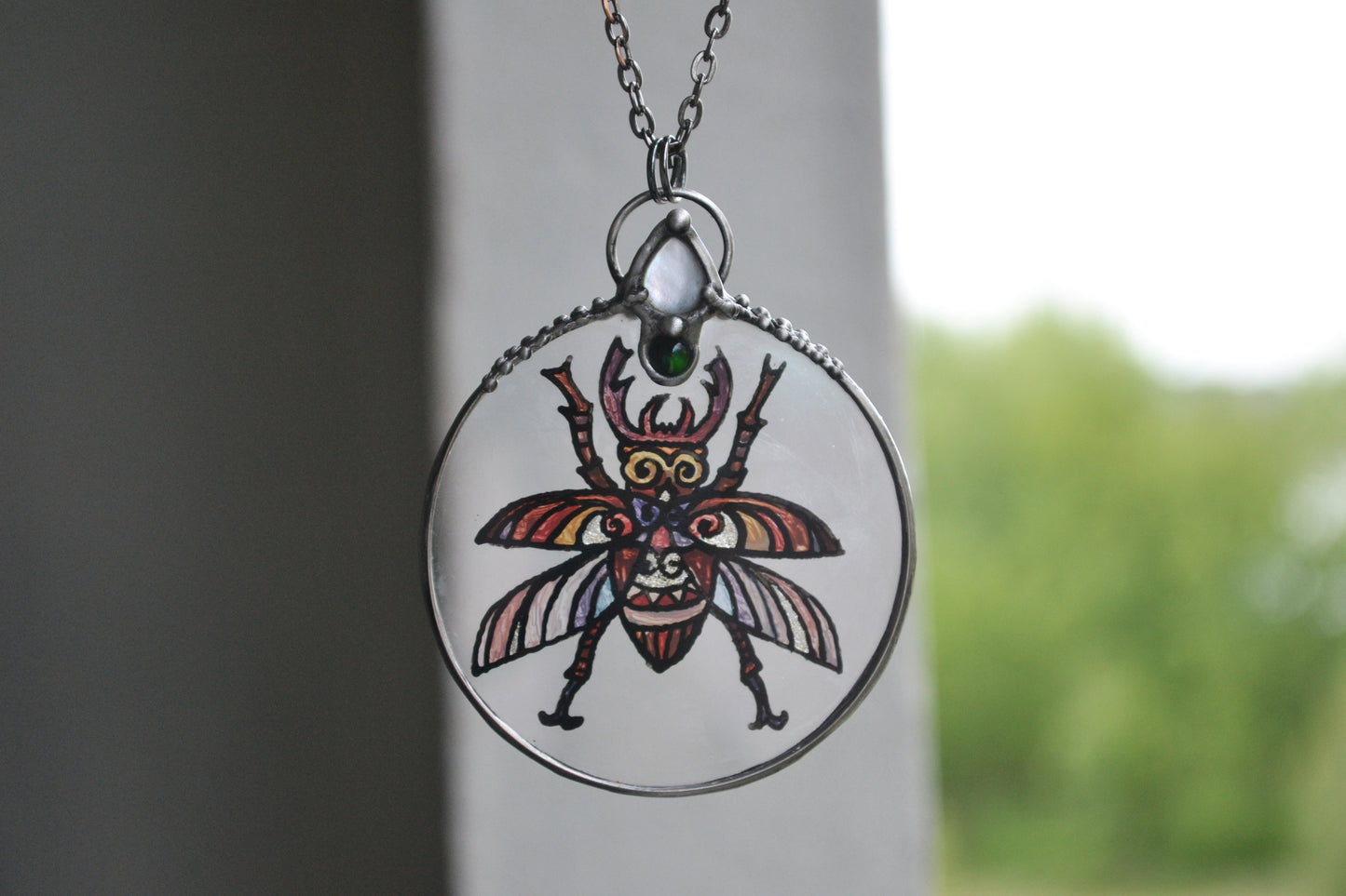 Large Beetle necklace with crystals