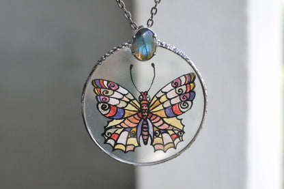 Butterfly necklace, Raw crystal necklace