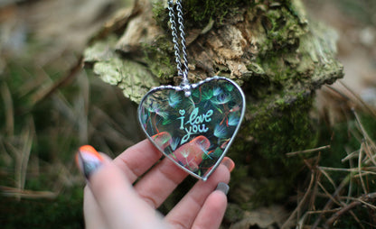 Dandelion Wish necklace, Handmade Heart Necklace