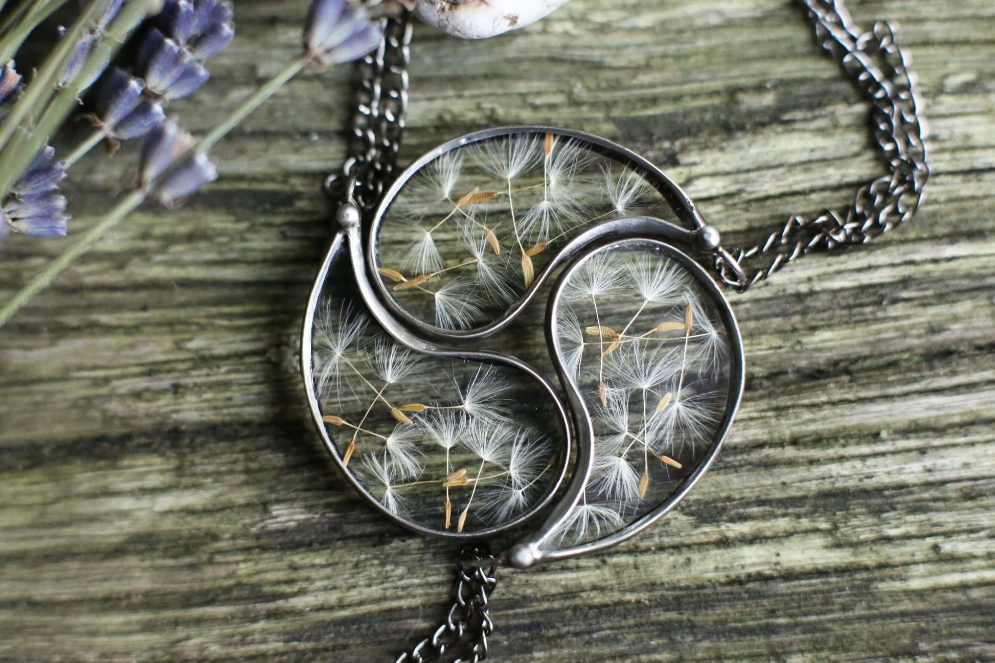 Set of 3 best friend necklaces with dandelion seeds
