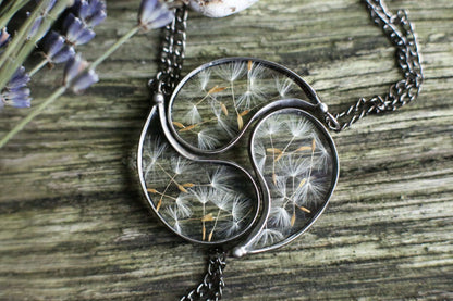 Set of 3 best friend necklaces with dandelion seeds