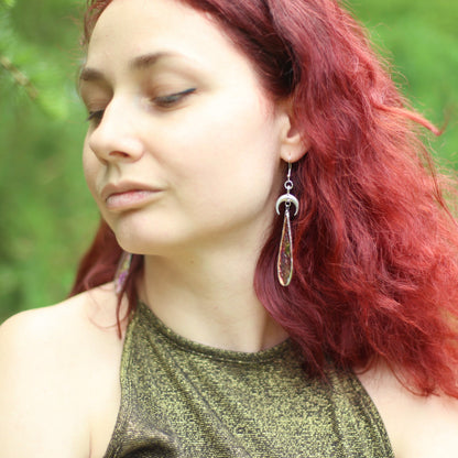 Stained glass Iridescent moon earrings