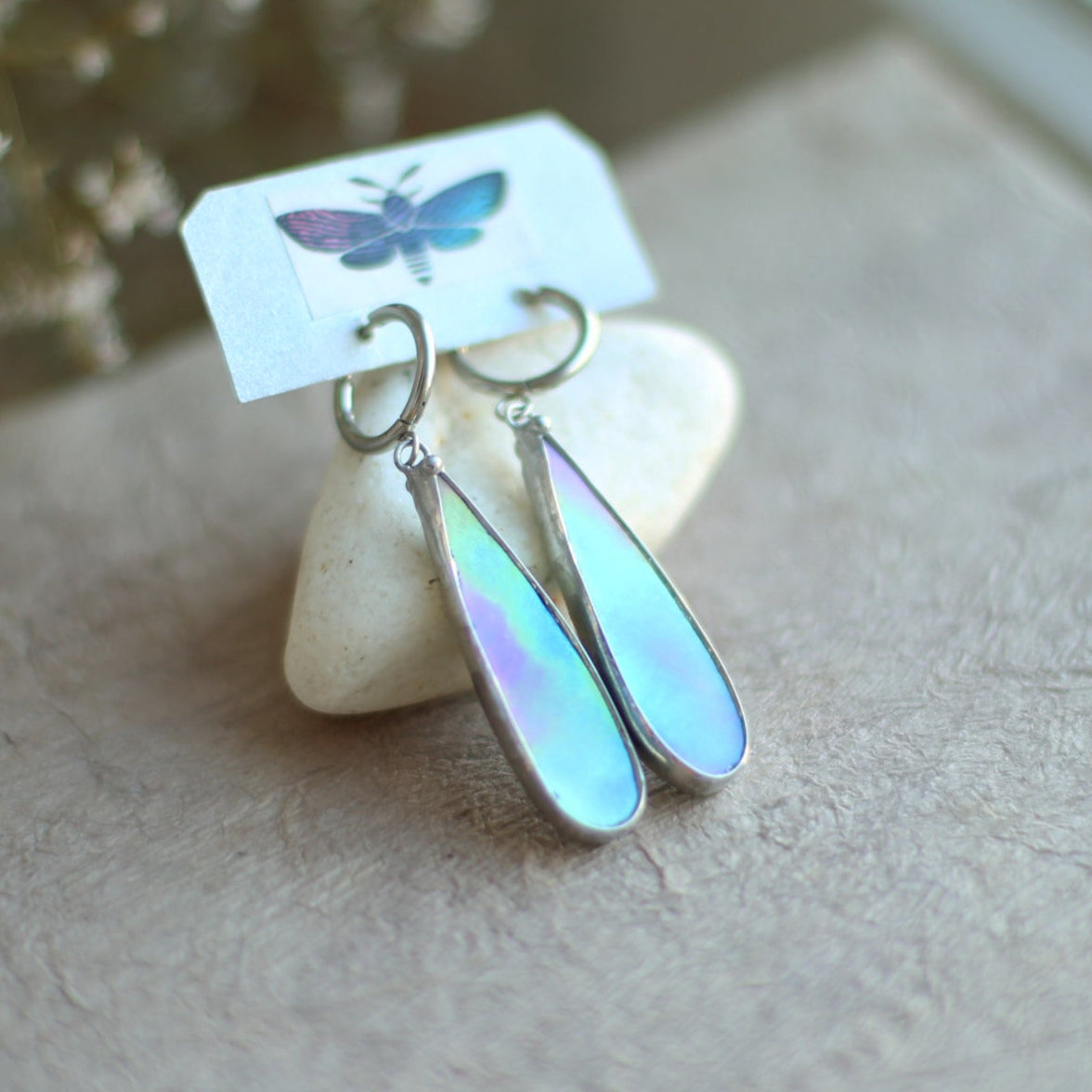 Sky blue glass earrings