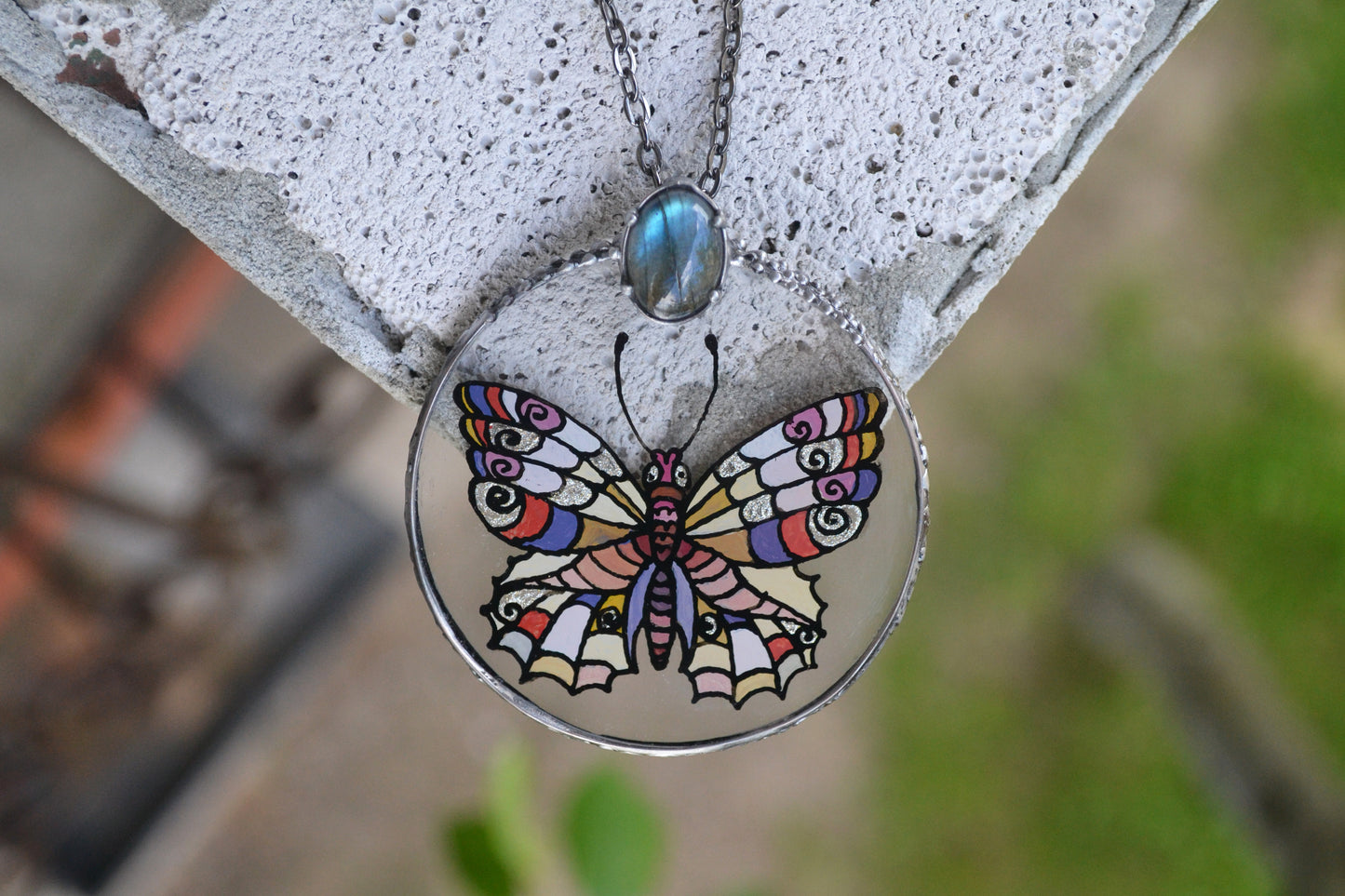 Butterfly necklace, Raw crystal necklace