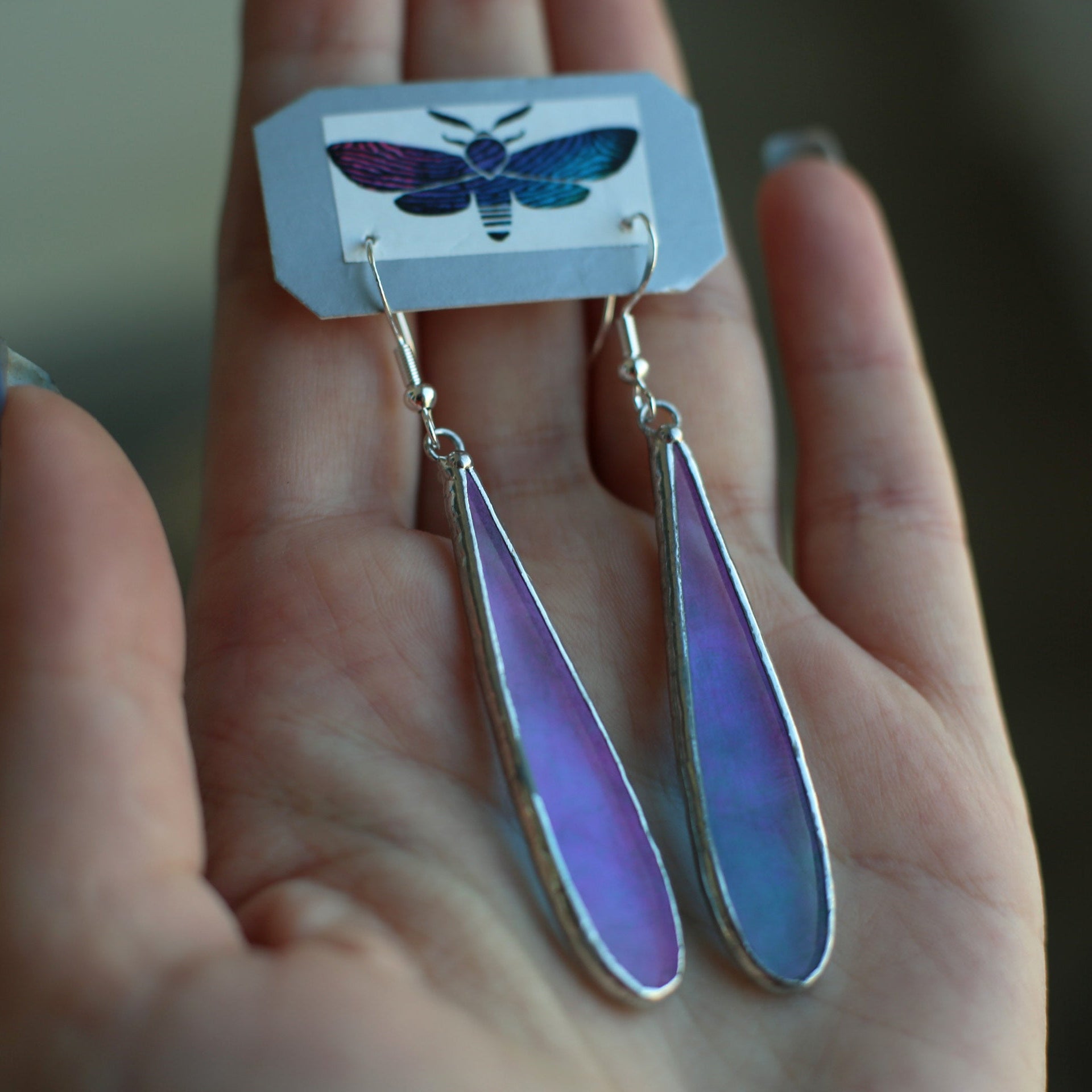 Teardrop Blue glass earrings, Ocean blue earrings
