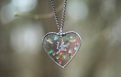 Dandelion Wish necklace, Handmade Heart Necklace