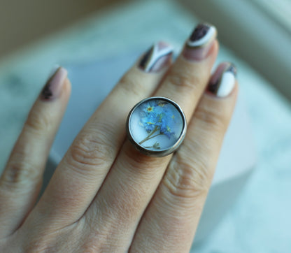 Foget me not ring, Statement ring, Adjustable ring