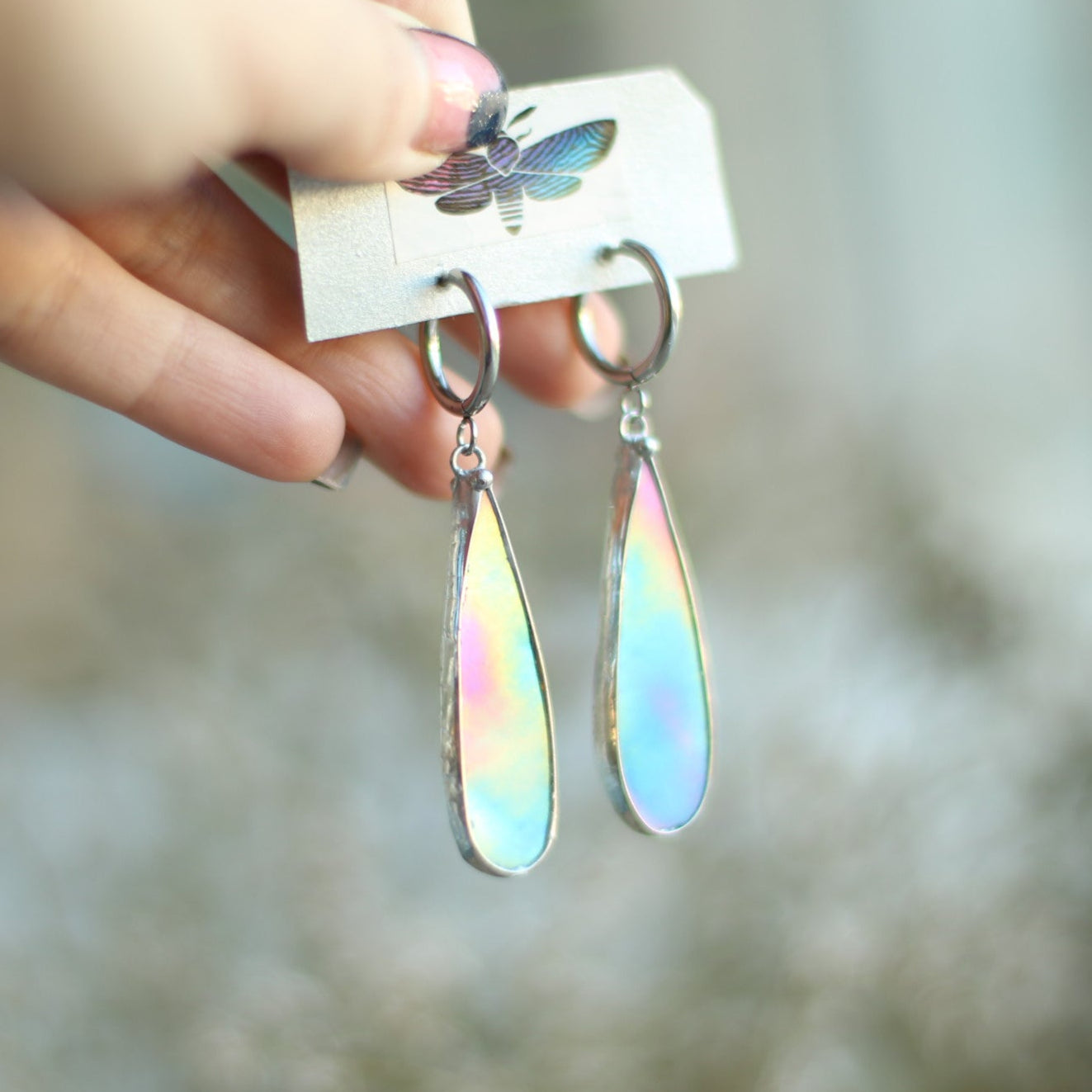 Sky blue glass earrings