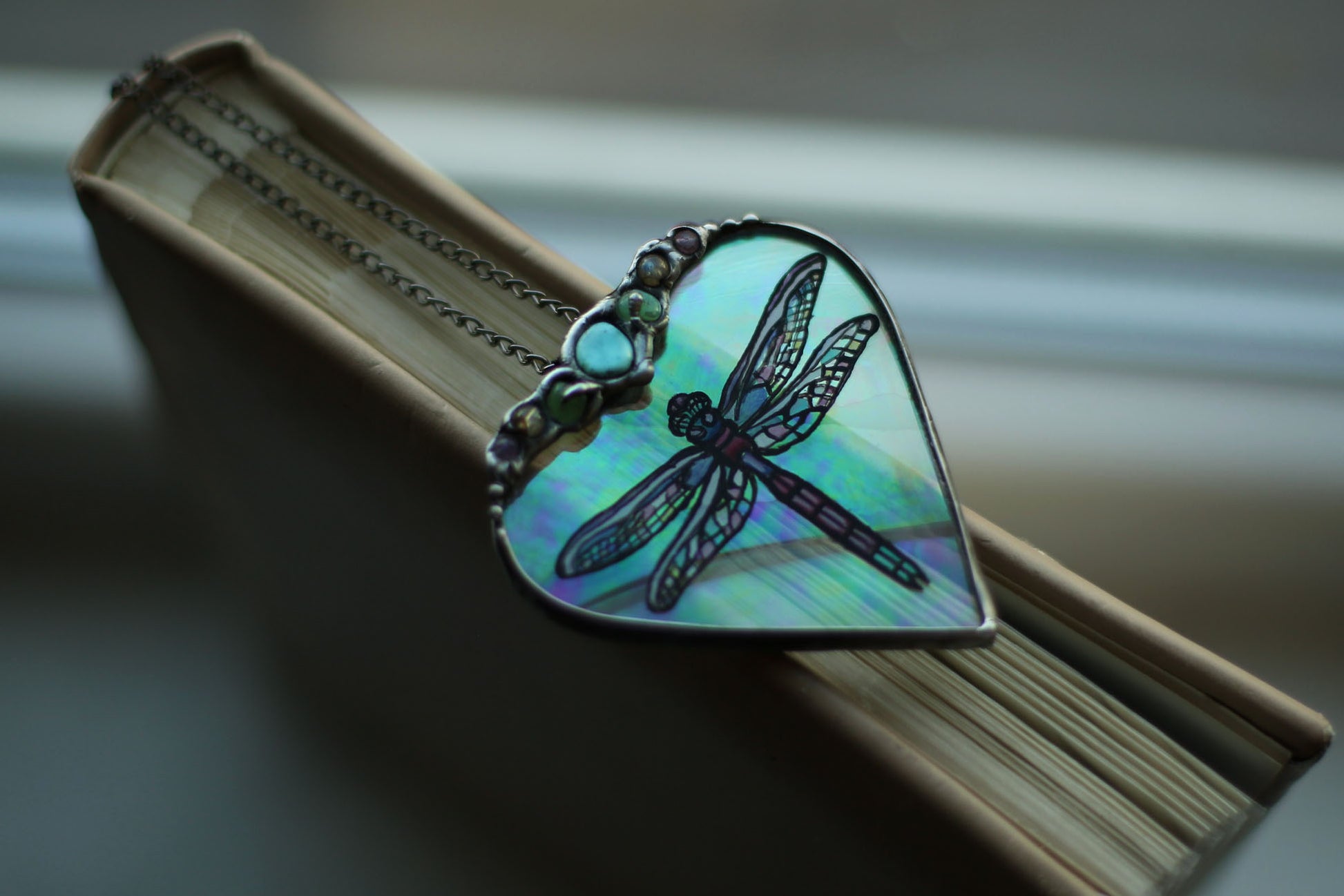 Dragonfly necklace with crystals