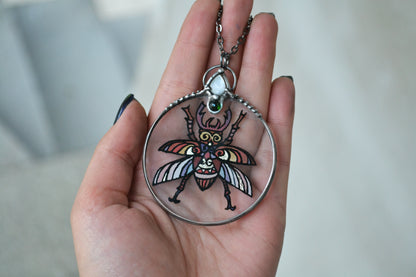 Large Beetle necklace with crystals