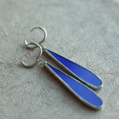 Royal blue teardrop glass earrings