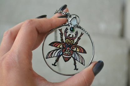 Large Beetle necklace with crystals