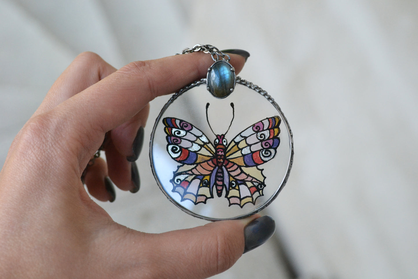 Butterfly necklace, Raw crystal necklace