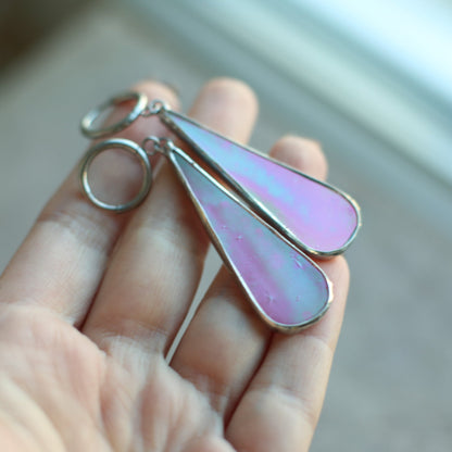 Blossom Pink Glass teardrop Earrings- Long earrings