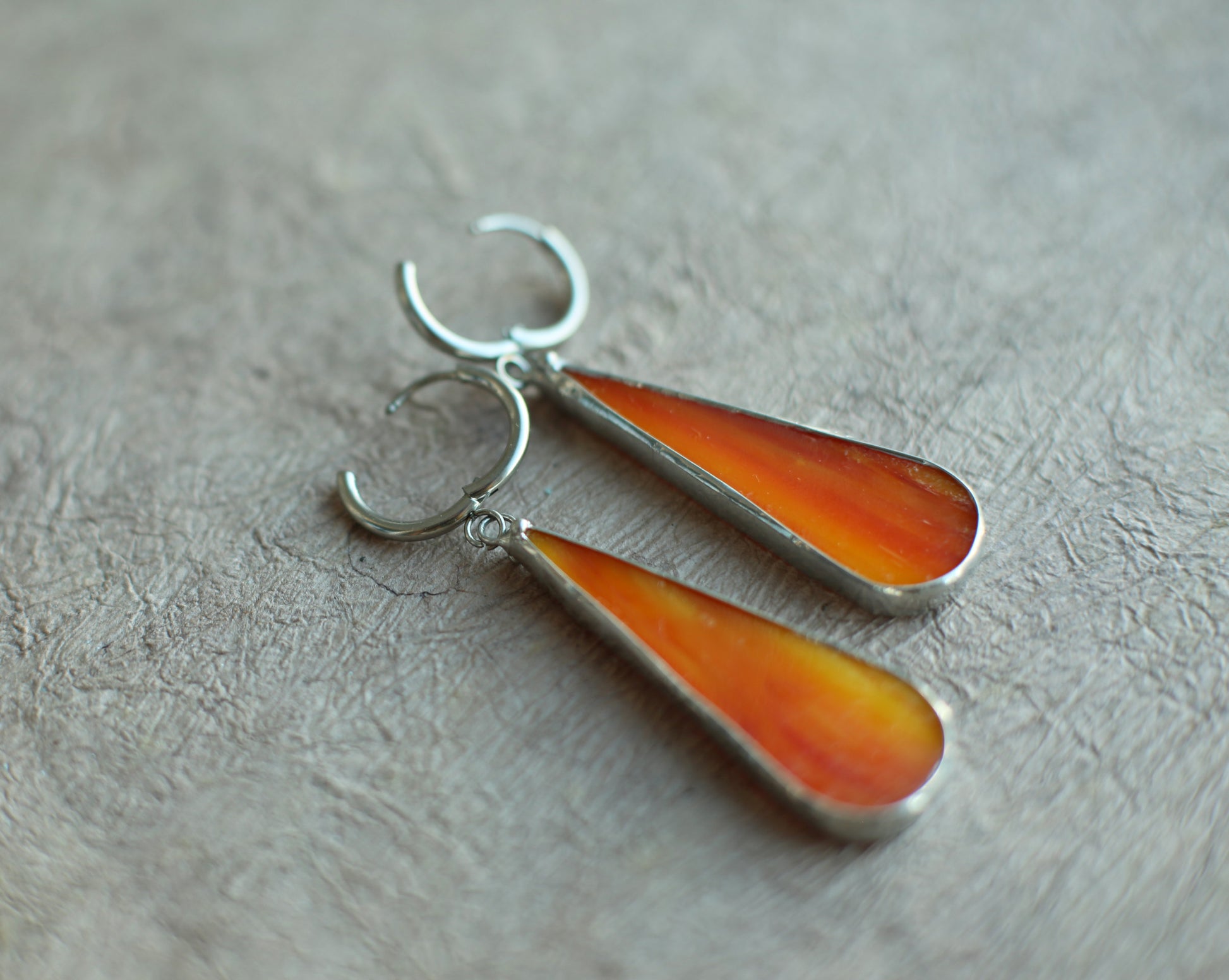 Dainty Orange glass earrings, boho earrings