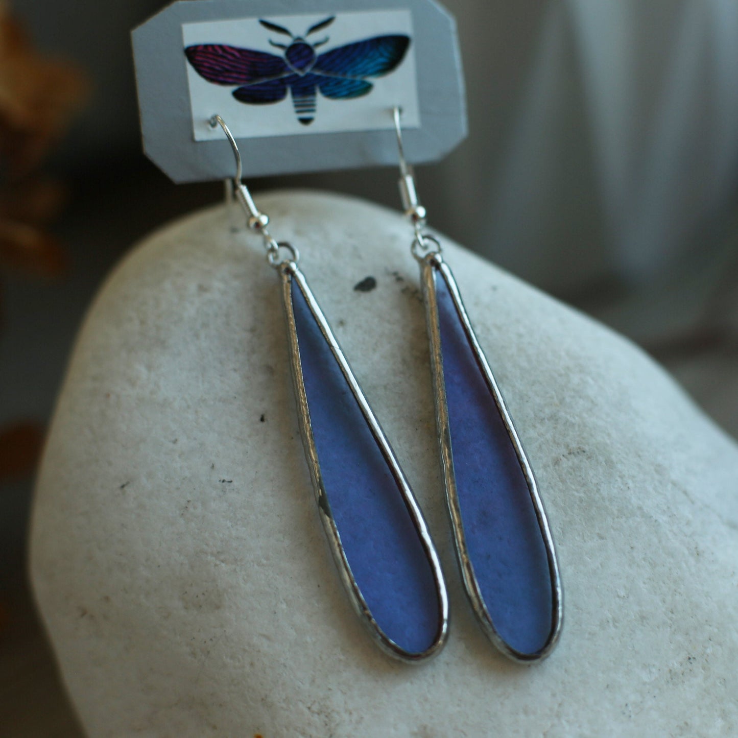Teardrop Blue glass earrings, Ocean blue earrings