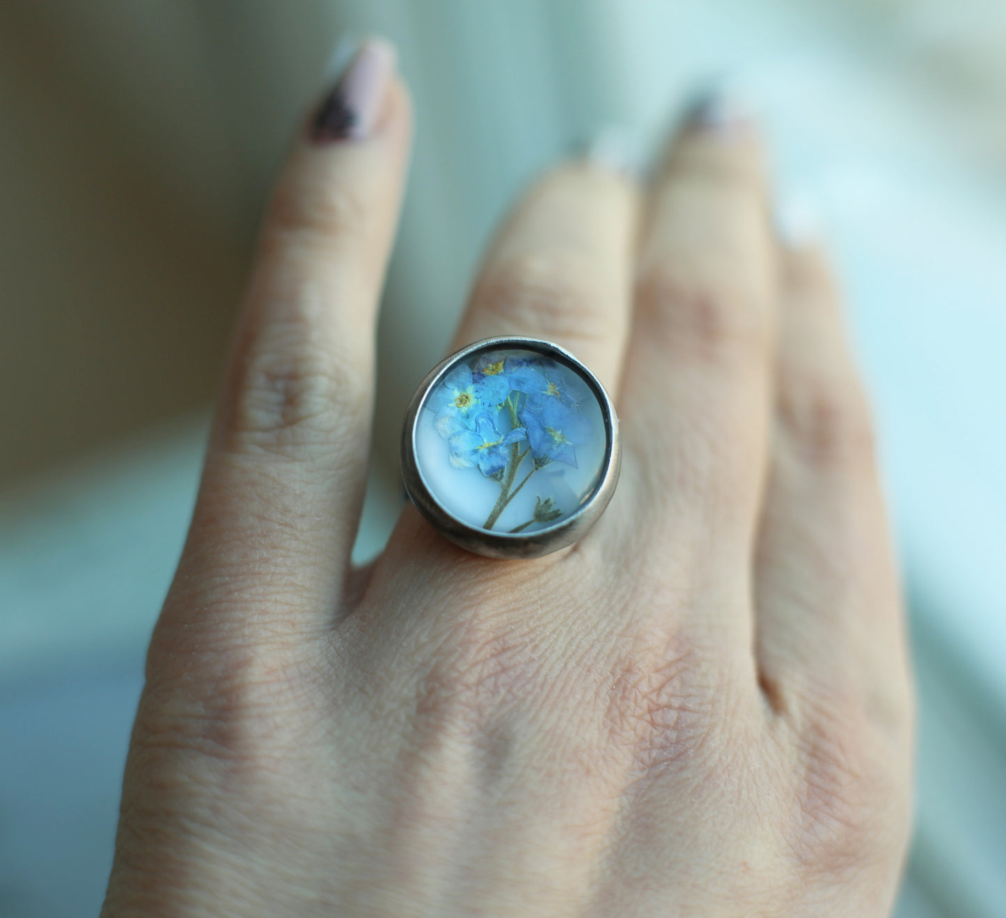 Foget me not ring, Statement ring, Adjustable ring