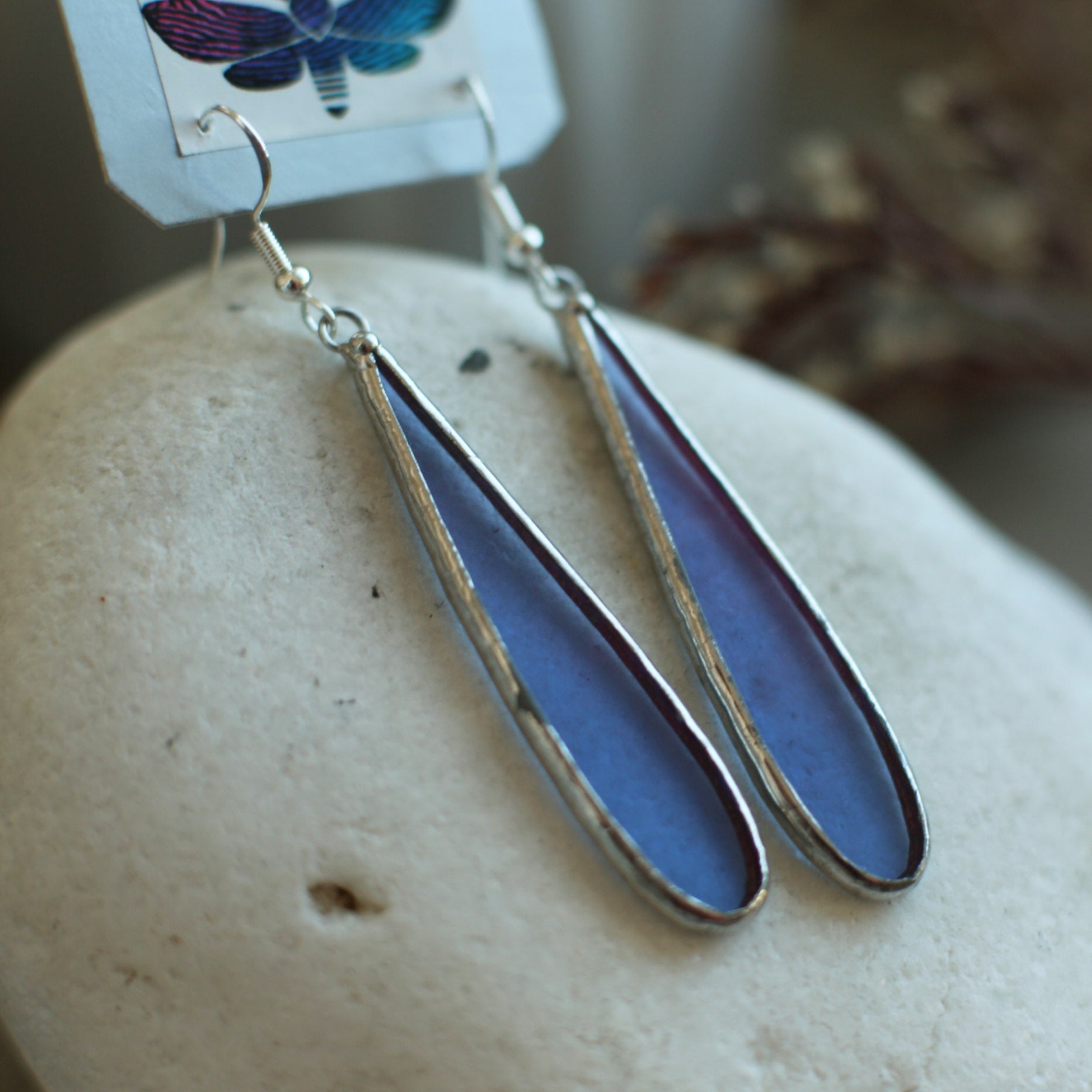 Teardrop Blue glass earrings, Ocean blue earrings