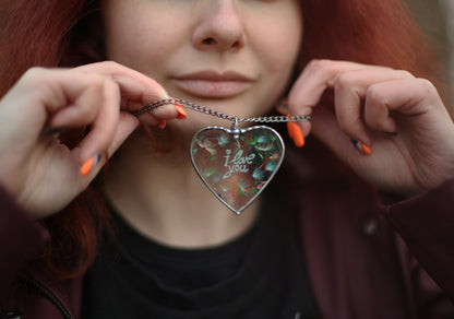 Dandelion Wish necklace, Handmade Heart Necklace