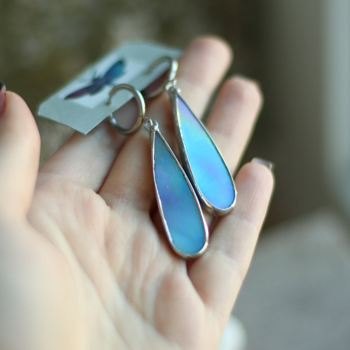 Sky blue glass earrings