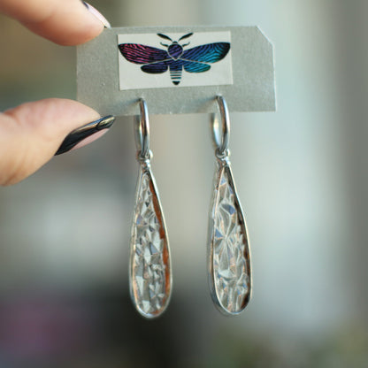 Teardrop clear glass earrings, Suncatcher earrings