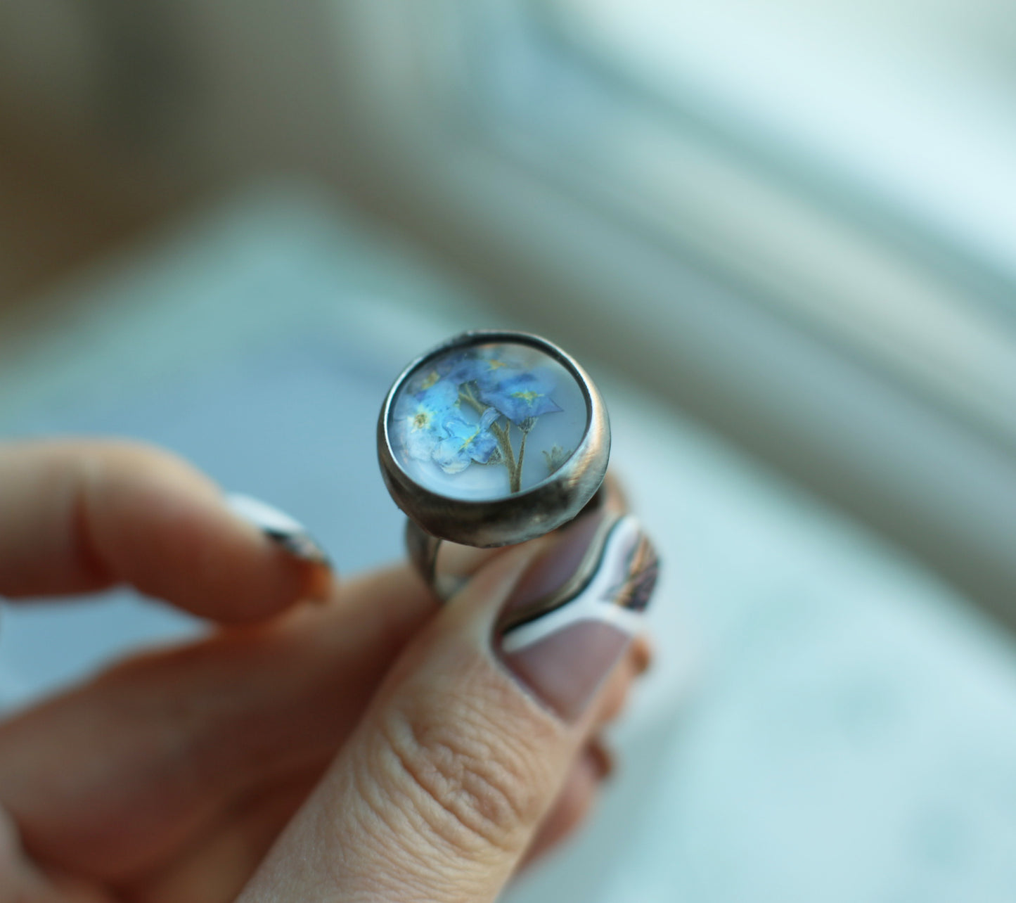 Foget me not ring, Statement ring, Adjustable ring