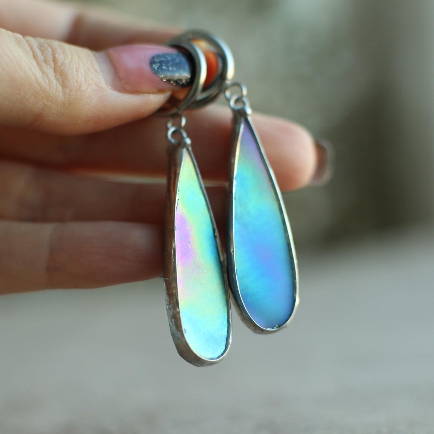 Sky blue glass earrings