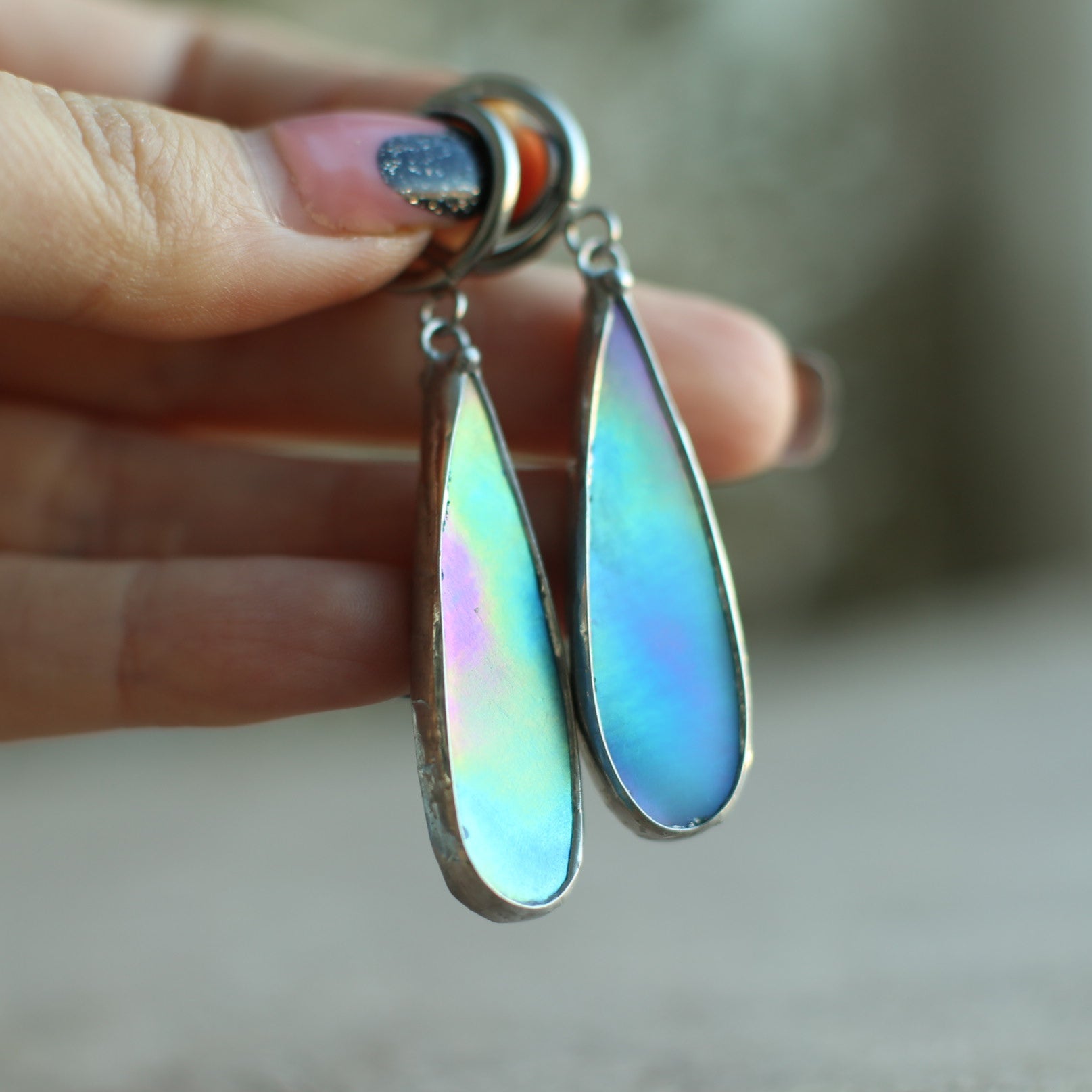 Sky blue glass earrings